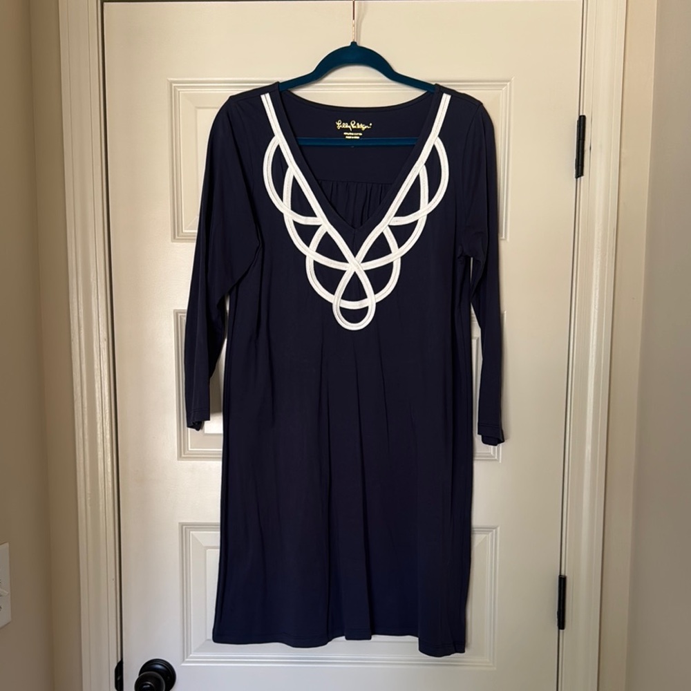 Lilly Pulitzer Blue 3/4 Sleeve V-Neck Dress
